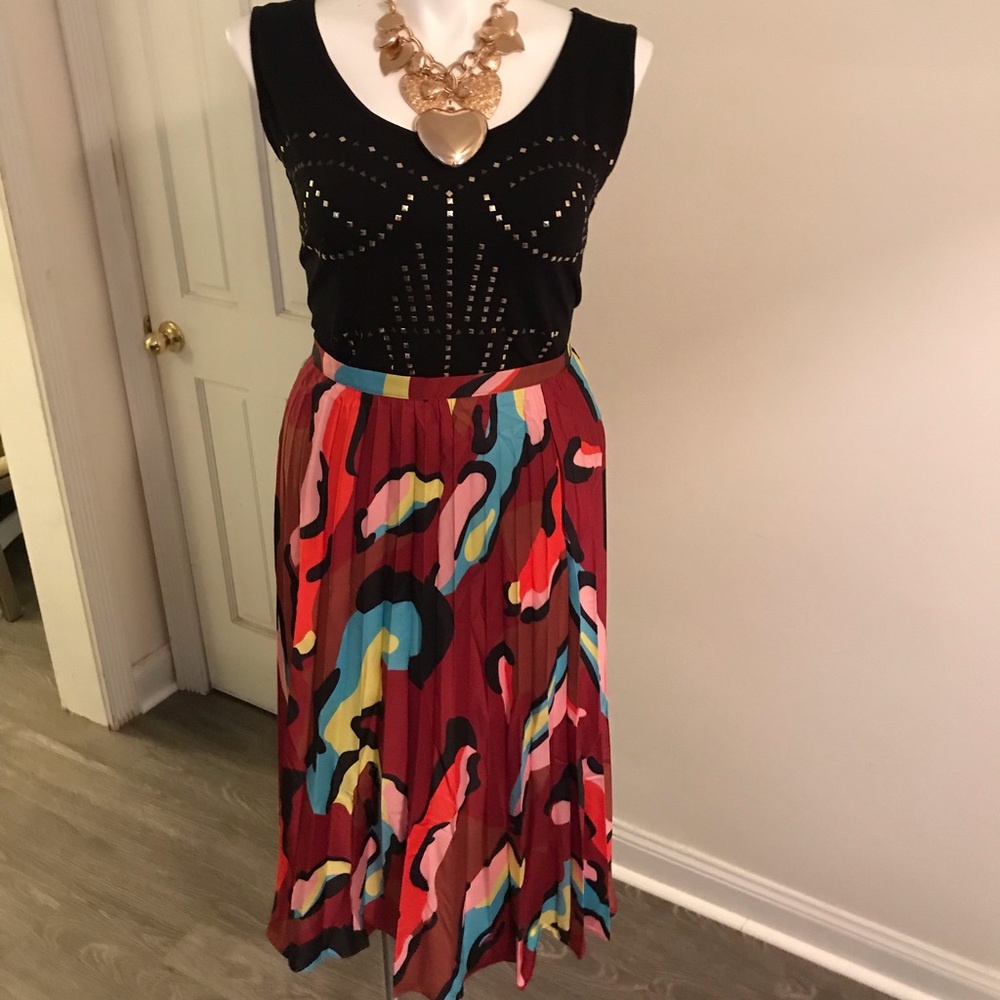 NWOT Beautiful multi colored pleated skirt